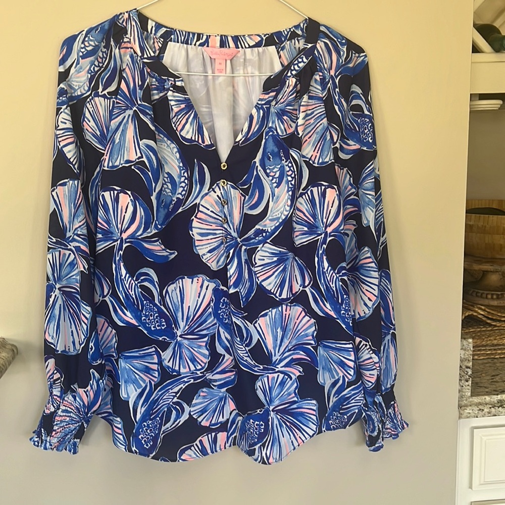 Lilly Pulitzer Womens Reel Life Blue Seashell Size M